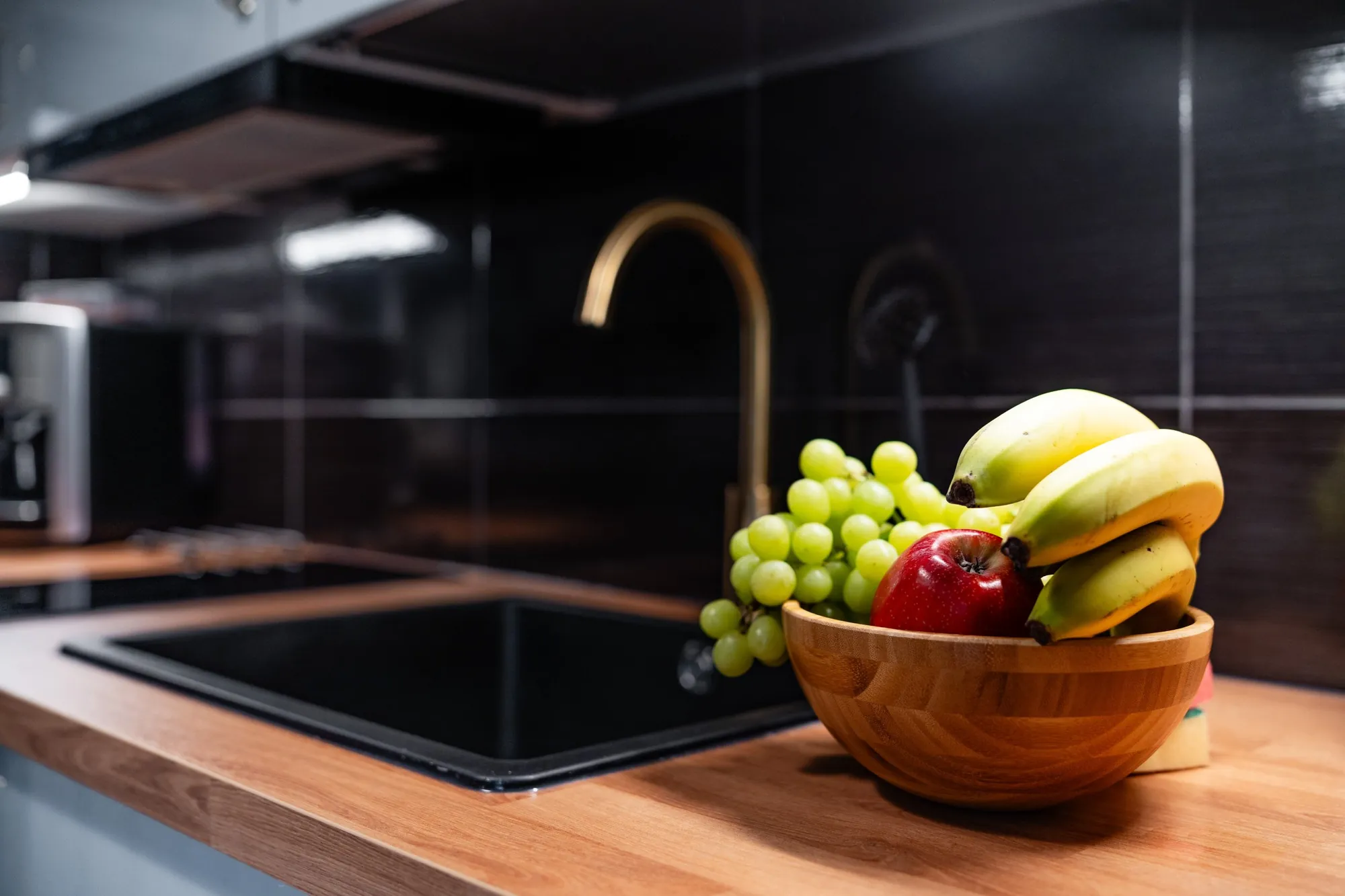 Worktop with brass tap