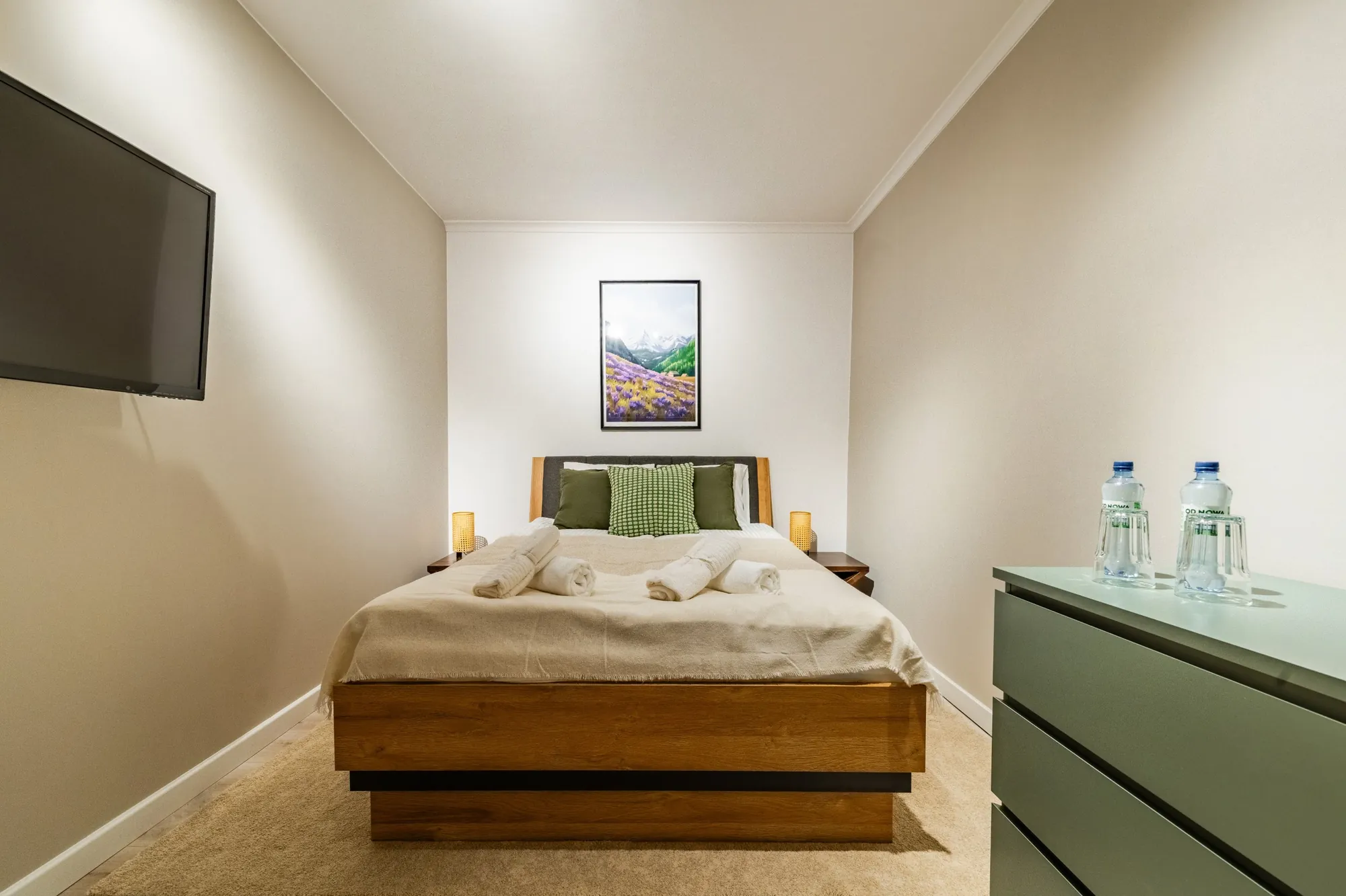 Bedroom with a crocus print